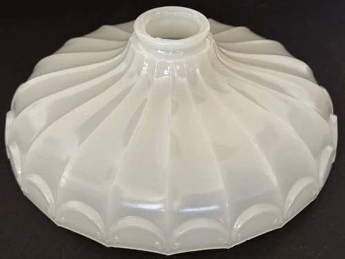 Industrial Sheffield Clam Broth Glass Light Lamp 10"  Shade 2 ¼” Fitter Pendant