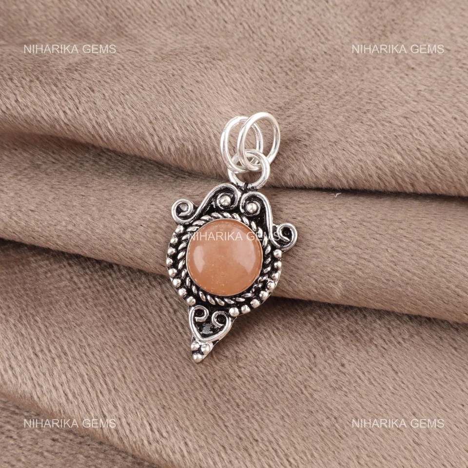 Argento Sterling Pesca Pietra di Luna Gemma Boho Sacrale Chakra Compleanno Nuovo - Immagine 4 di 4