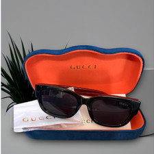 Women's Black Square Sunglasses Gold GG Logo With Case