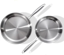 DELARLO Tri-Ply Stainless Steel 10inch and 10"+12"Set, Silver 