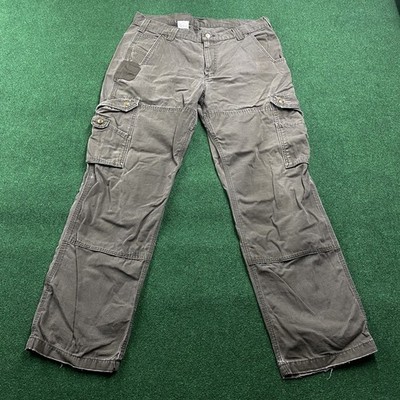 Vintage Carhartt Cargo Pants Mens 36 Olive Brown Rip Stop Work FITS 36x31