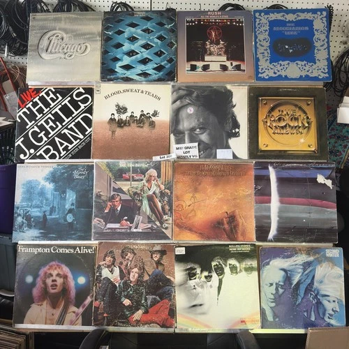 16 LP Midgrade Lot Rush Moody Blues Chicago Frampton Rolling Stones G+ to VG