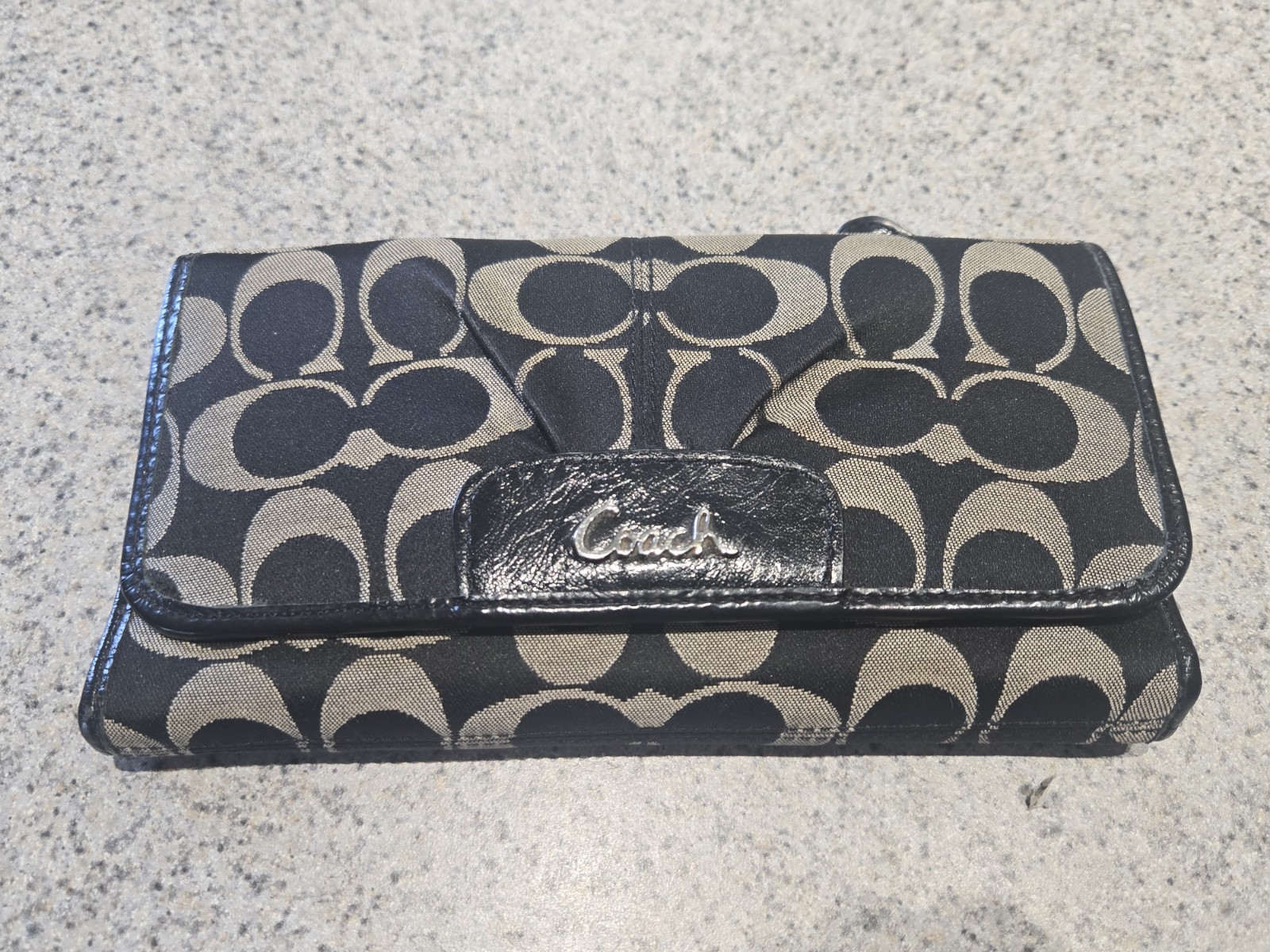 Coach Signature Trifold Wallet with Leather Trim