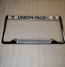 Union Pacific Logo Railroad Train Chrome Metal License Plate Frame VTG
