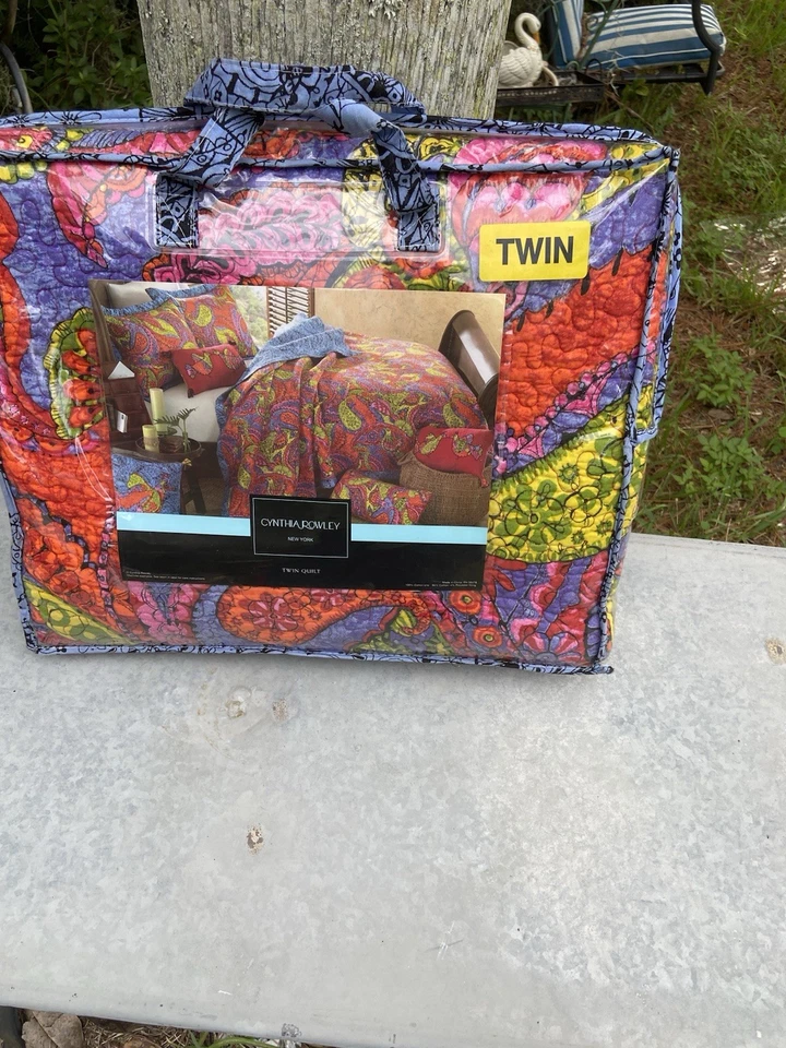 罕见 Cynthia Rowley 亮色佩斯利双被棉 — 第 4/4 张图片