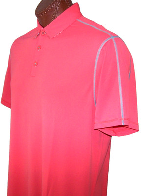 IBKUL Golf S/S Wicking, UPF 50 POLO sz L FANCY PLACKET-CORAL