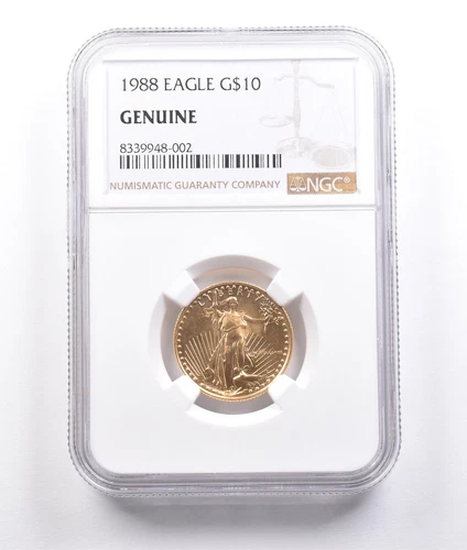 1988 $10 American Gold Eagle 1/4 Oz 0.25 Oz Gold Genuine NGC *7000