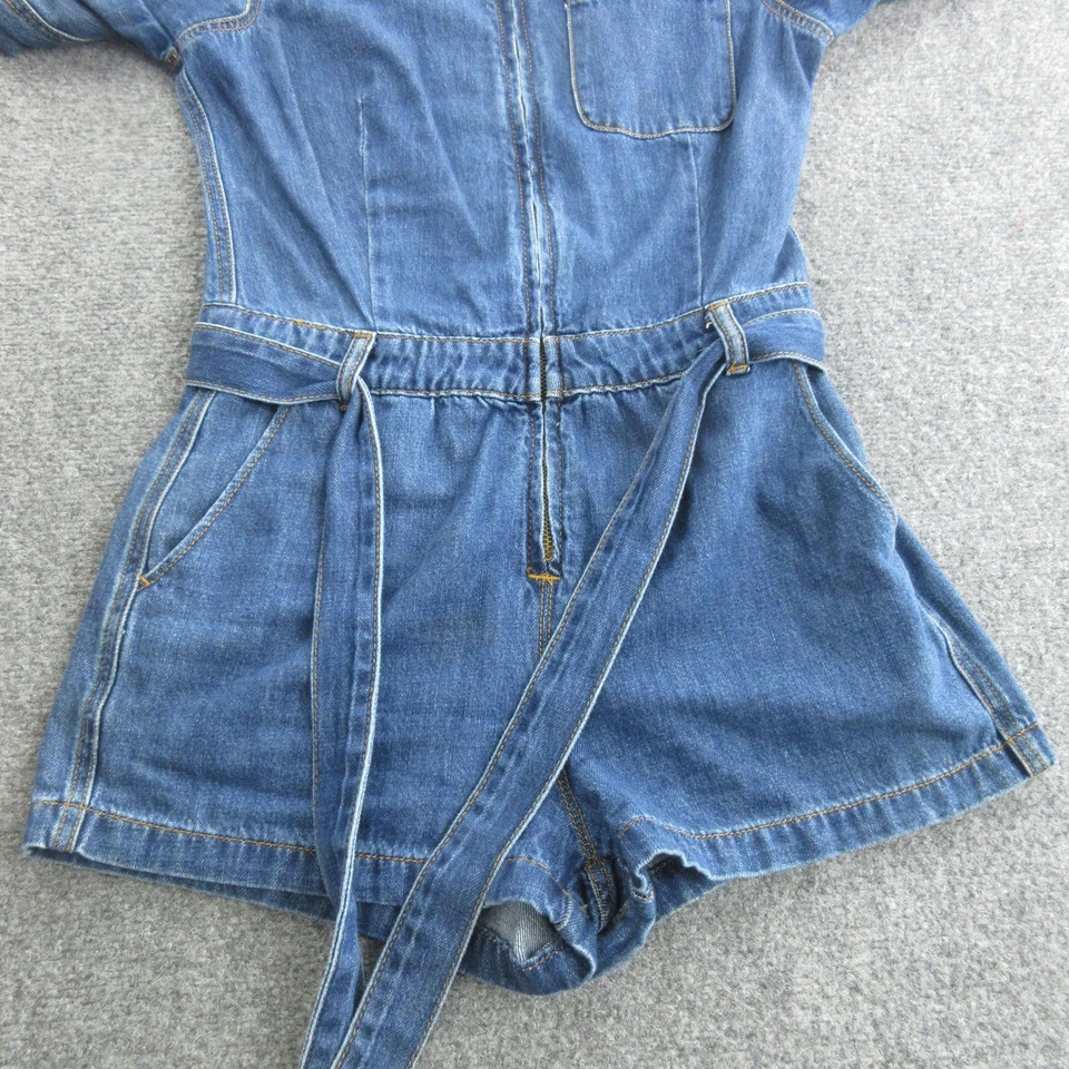 Mameluco Free People para mujer 2 azul denim manga larga cremallera frontal cinturón utilitario Foto 4 de 4