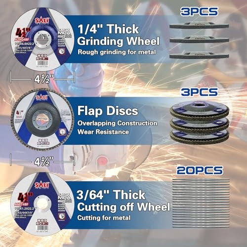 pcs Grinding & Cutting Wheels 4.5" Set,Angle Grinder Wheel Set,20pcs Cut Off 26