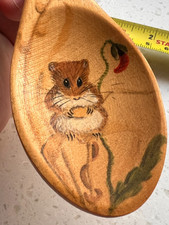 VINTAGE Wooden Spoon hand painted Harvest Mouse Dorset Pine Craft