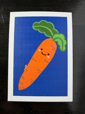 ACEO Original Art Card Cute Carrot + Snail Artist KPT Acrylic Marker + Ink