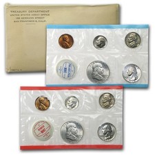 1963 Official U.S. Mint Set Complete & Original in Envelope 10 coins P&D SILVER