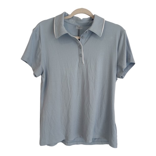 CALIA Womens Rib Short Sleeve Polo Shirt Light Blue XL WCG11060F NEW - Picture 1 of 7