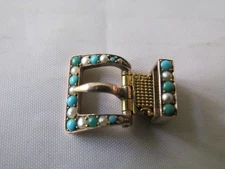 Fabulous Antique 9ct Gold Pearl and Turquoise Buckle for Jeweller or Restorer