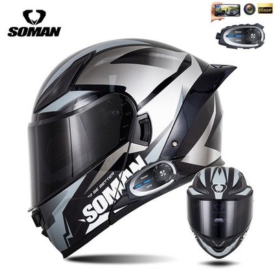 Full Face Bluetooth Helmet with Camera Intercom  Helmet Motorcycle DOT
