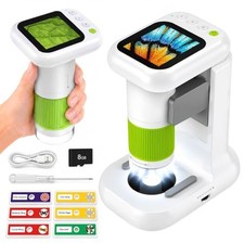 Microscope for Kids with 1080P 2.4" Screen, 2 in 1 Desktop  Handheld