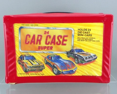 Vintage 1970s Tara Toy M18 Matchbox Hot Wheels Red 24 Car Case Super w/ Trays VG