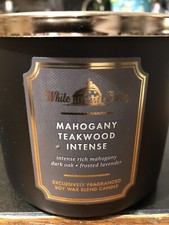 Bath Body Works White Barn MAHOGANY TEAKWOOD INTENSE 3-Wick Candle, 14.5 oz