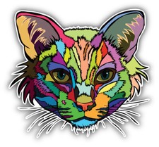 Colorful Cat Head Animal Car Bumper Sticker Decal