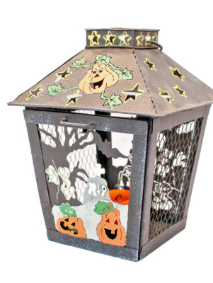 Vintage Black Lantern Metal Tea Light Candle Holder Pumpkin Ghost Home Decor
