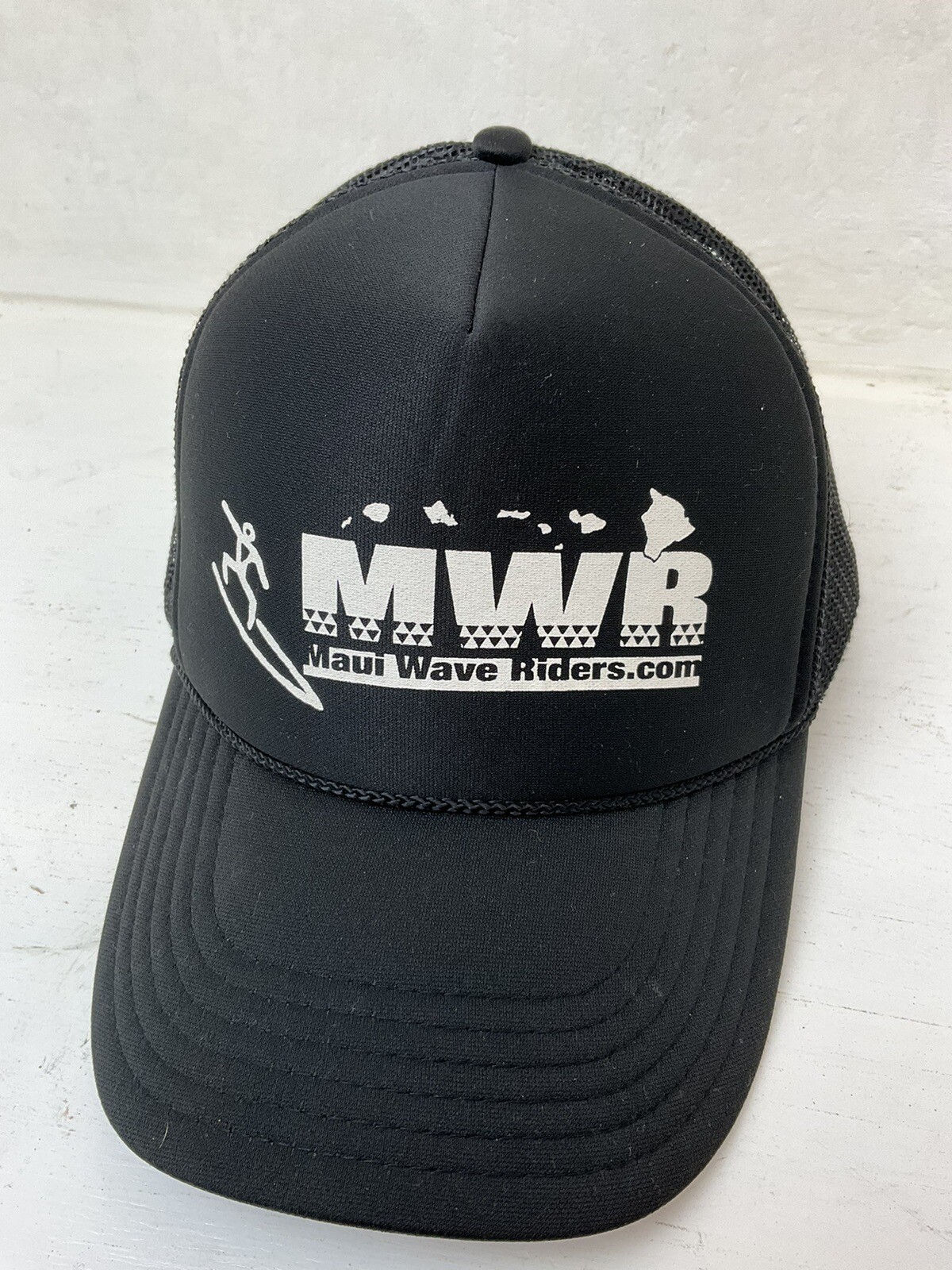 MWR Maui Wave Riders Hawaii Mesh Trucker Baseball Cap Hat Aqua Blue Adult