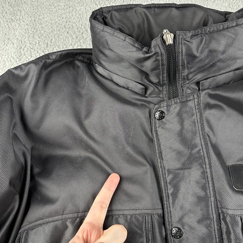 First Down Jacket Mens Large Black Gray Coat Ski Winter Down Feathers Blend - Picture 7 of 15