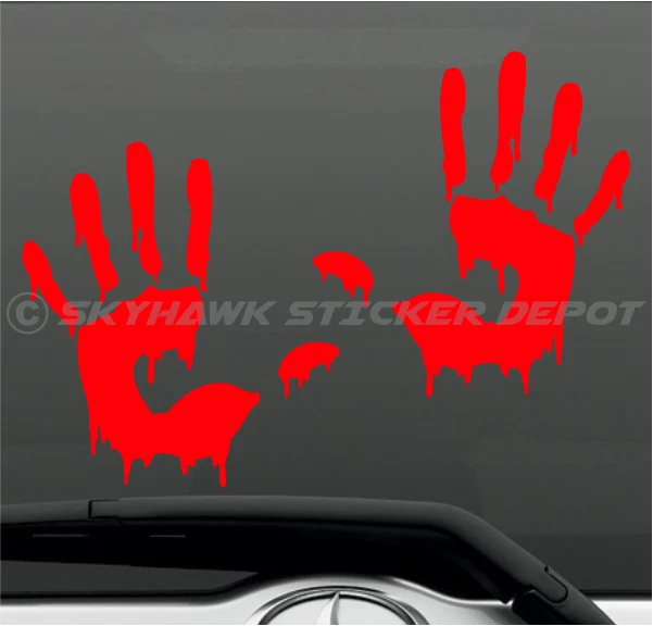 2X Bloody Hand Print Vinyl Window Decal Sticker Zombie Attack Window Graphics - Image 3 of 4