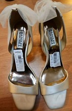 Badgley Mischka Kim Bow Satin Heeled Sandal 8 Ivory Missing Strap