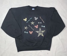Vintage 80s Disney Mickey Mouse Crewneck Sweatshirt Made USA Size XL Black Rare