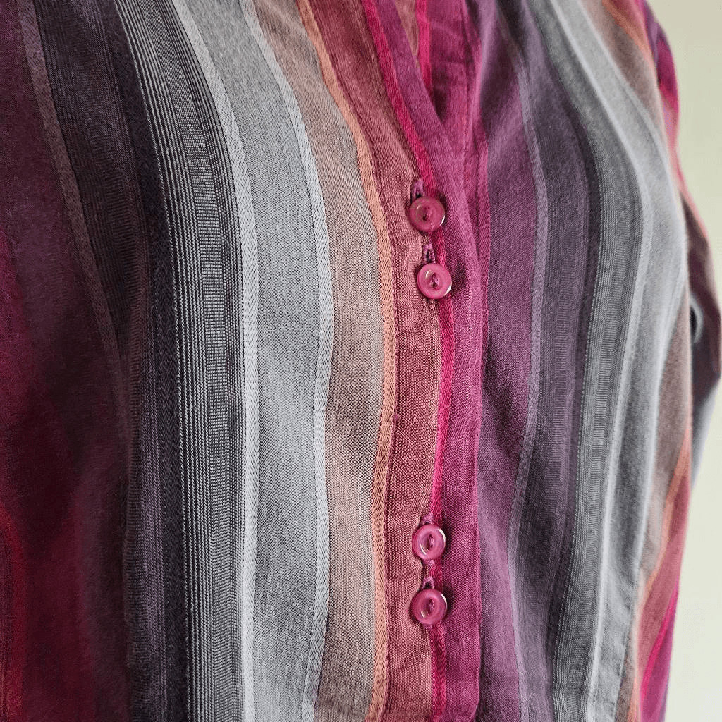 Lemon Grass Striped Button Down Blouse - image 3