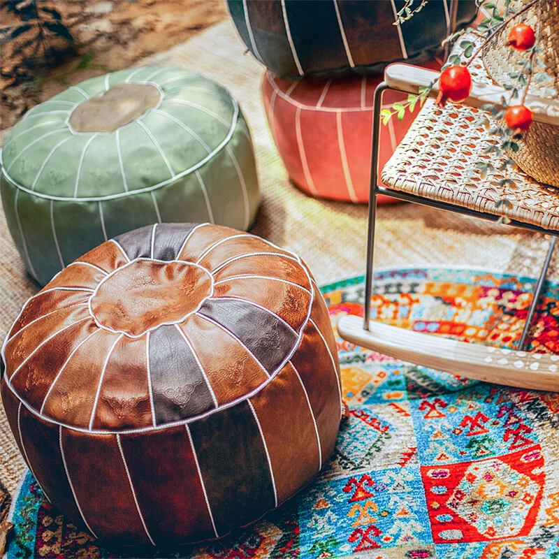 Leather pouffe sale