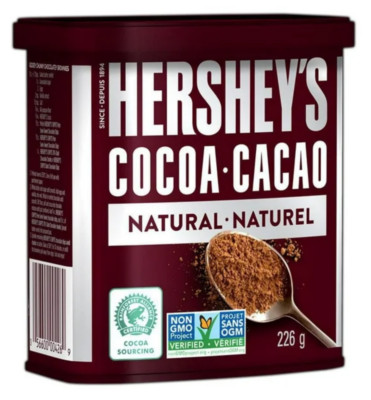 2 PACK Hershey's Canada Natural Unsweetened Cocoa Powder Can Tin 226g x2 Baking