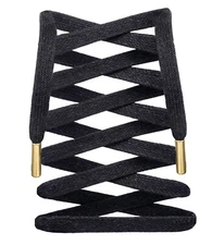 Premium Waxed Cotton Flat Shoelaces with Gold Tips for Sneakers and Boots