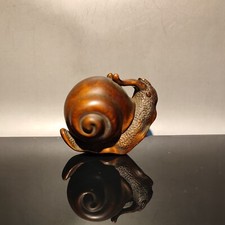 vintage Chinese Carved home decor snail sculpture Statue wood Christmas gift art
