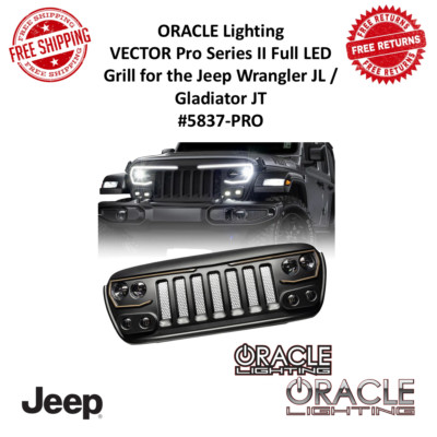 Oracle Lighting Vector Pro Full Led Flat Black Main Grille For 18-23 Wrangler JL