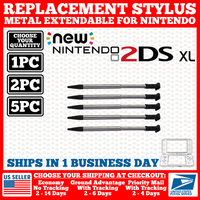 New 2DS XL/LL Metal Retractable Stylus For Nintendo Touch Pen Replacement Black