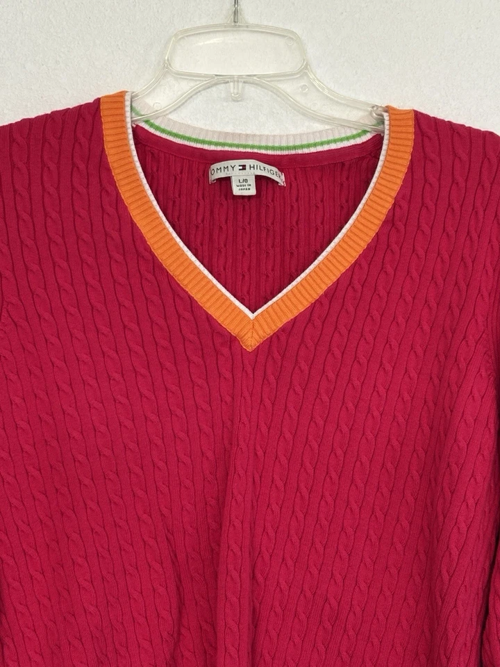 Suéter Tommy Hilfiger para mujer con cuello en V, talla L Foto 3 de 4