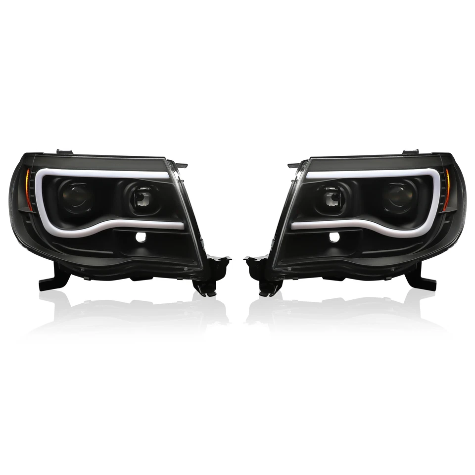 Faros proyectores tubo LED carcasa negra para Toyota Tacoma 2005-2011 Foto 3 de 4