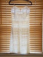 Vintage Lucie Ann Beautifully Embossed Off White Full Slip/Nightie-Lace Size 34