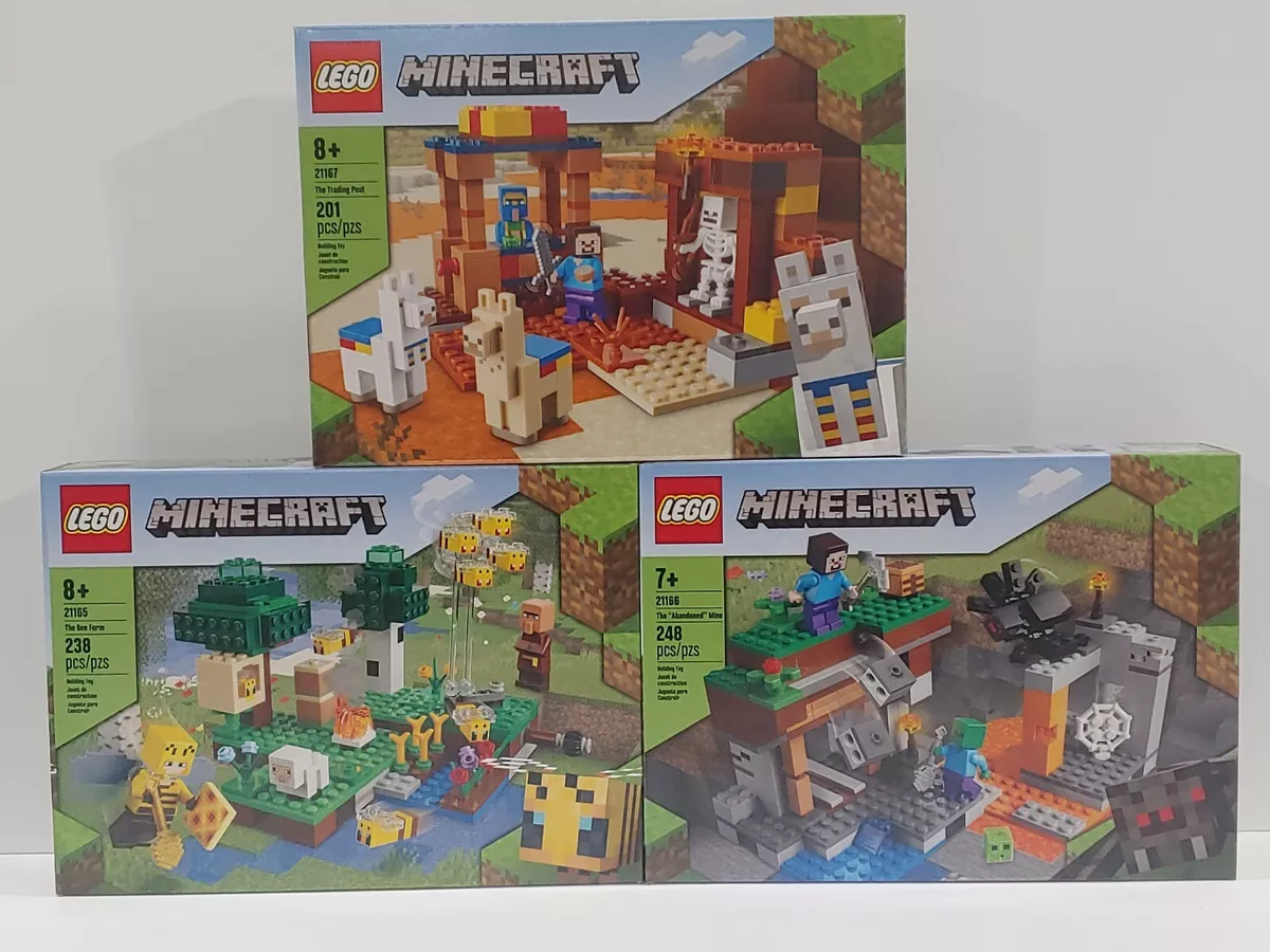 LEGO Minecraft Lot Sets 21165 Bee Farm 21166 Abandoned Mine 21167 Trading  Post