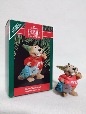 MIB 1990 Hallmark Keepsake Christmas Ornament ''HAPPY WOODCUTTER'' Artist Favorite