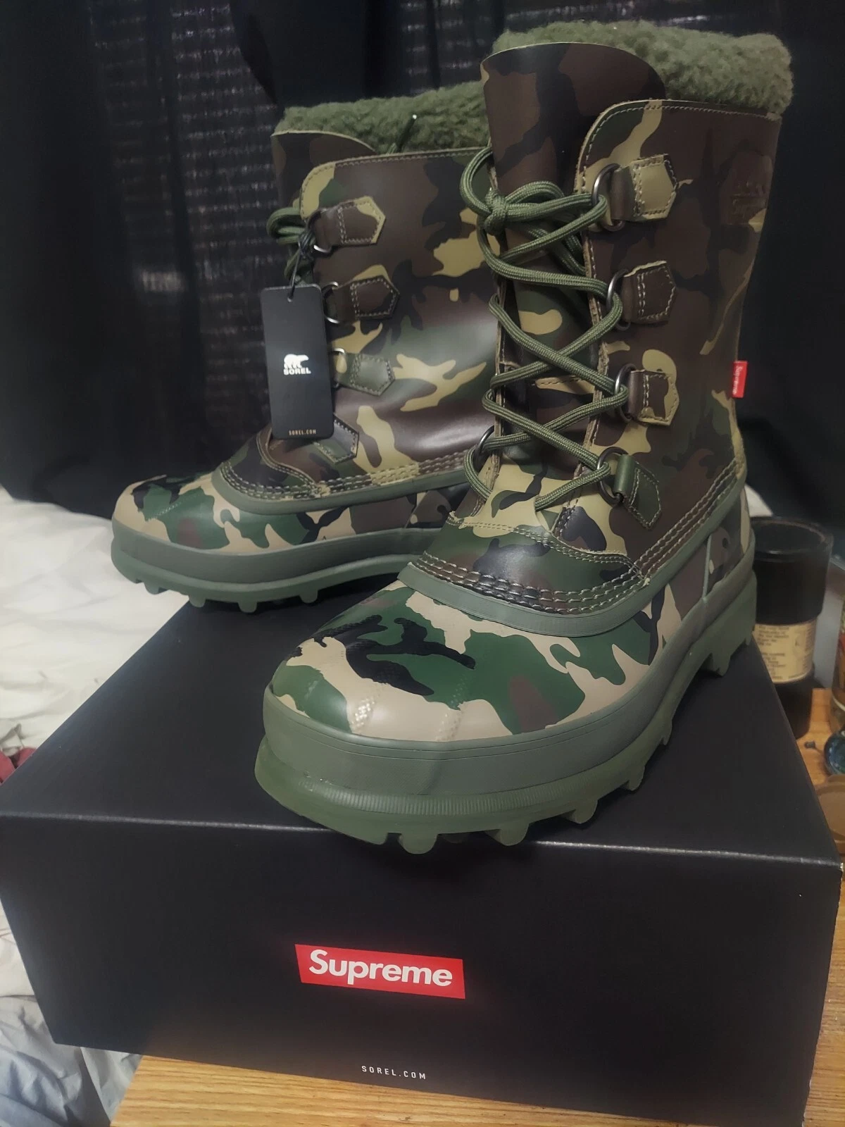 Botte homme Supreme x Sorel Caribou camouflage bois NEUVE