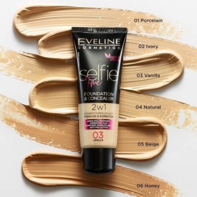 Eveline Selfie Time Foundation/Concealer 2in1 Full Cover Feuchtigkeitsspendendes Make-up