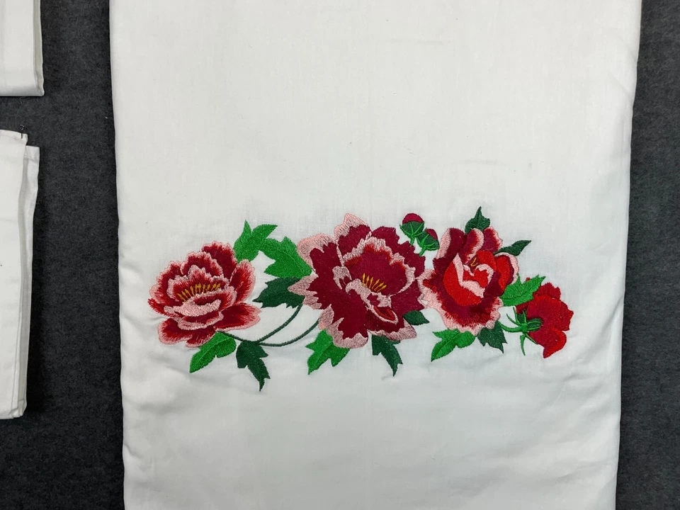 Bed Set 3 Pieces Duvet Cover 2 Pillow Case Embroidered Roses Cotton Ukraine Gift - Image 3 of 4