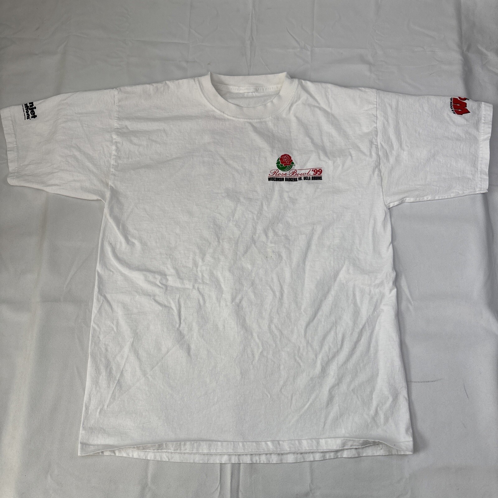 Vintage 1999 Rose Bowl Wisconsin vs UCLA White T-Shirt XL Short Sleeve