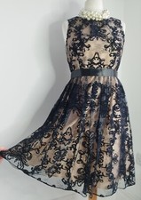 ELIZA J Dress Black Lace Fit & Flare Occasion Party Evening Cruise Sz UK 12 NEW