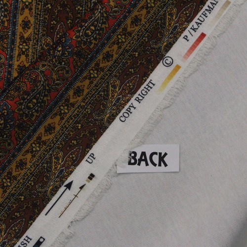 P KAUFMANN GEM PAISLEY AMBER BROWN STRIPE PRINTED CHENILLE FABRIC BY YARD 54"W - Picture 5 of 5