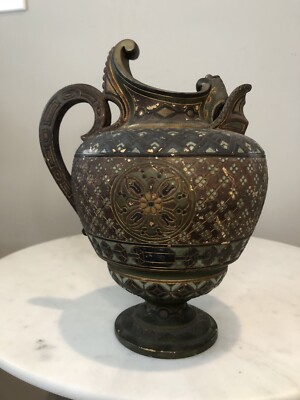 Antique Gerbing & Stephan G & St Art Pottery Unusual Mounded Pitcher Austria