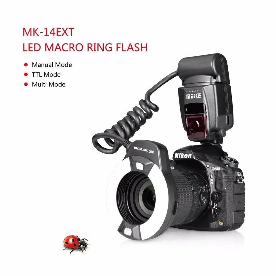 Meike MK-14EXT-N Ring Flash E-TTL Macro LED Ring Speedlite for Nikon D80 D300S - Image 2 of 4