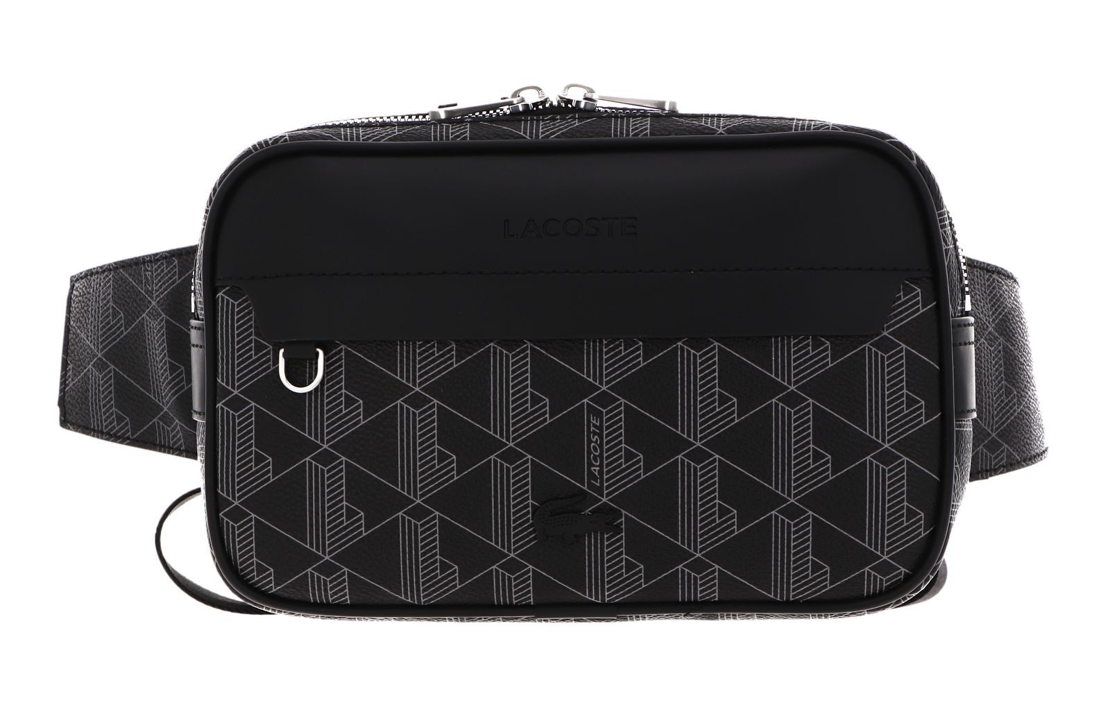 LACOSTE Body Bag Allover Monogram Noir Gris